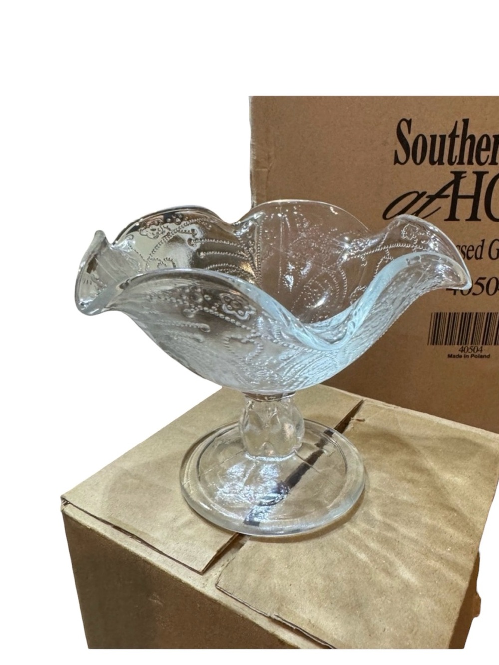 Southern Living At Home Hand Made Victoria Pressed Glass Compotes -4